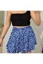 Blue, Elastic Waist, Helen Fabric Shorts Skirt