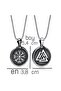 Double Sided Scandinavian Necklace with Talisman Compass and Valknut Figure - 4