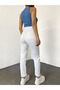 Lena High Waist White Mom Jeans Stretch Denim Pants - 4