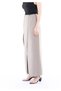 Light Mink High-Waisted Wide-Leg Skirt-Looking Pants with Slit Detail - 5