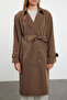 Kahverengi Oversize Kuşaklı  Trençkot TWOSS21TR0005 - 13