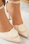 Vossa Color Buckle Karnıyarık Women's Shoes Beige Skin - 4