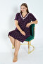 Sweetheart Print Short-Sleeved Satin Plus Size Stretchy Viscose Nightgown - 4