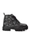 Black Gray Camouflage Children's Boots with Fur Inside and Zipper