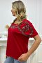 Loose Fit Leopard Crystal Stone Large Size Red Stylish Comfortable Women's T-shirt - 3
