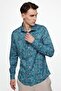 Slim Fit Narrow Cut Long Sleeve Lycra Printed High Collar Men's Shirt - 2