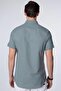 Men's Slim Fit Slim Fit Short Sleeve 100% Cotton Linen Texture Button Collar Gray Shirt - 5