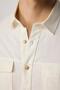 Men's Slim Fit Slim Fit Long Sleeve 100% Cotton Linen Texture Double Pocket Sports Lapel White Shirt - 3
