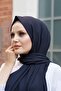 شال نسائي من القطن الممشط باللون الأزرق الداكن - 5