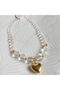 Crystal Quartz Natural Stone Steel Heart Pendant Evening Necklace - 6