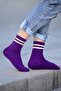 Striped Tennis Socks College Socks Unisex 2 Pieces Purple - 2