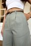 Women's Linen Pants with Elastic Waist, Green Palazzo Pants 51016 - 6