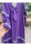 Purple Bow Detail Girl's Guipure Lace Medina Silk Modest Dress - 5