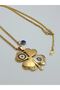 Gold Evil Eye Beaded Enamel Clover Twist Steel Necklace
