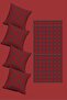 New Year's Themed Plaid Patterned Red and White Colors 4-Piece Throw Pillow Cover and Runner Set
