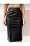 Leather High Waist Slit Skirt - 2