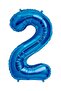 Number 2 Blue Foil Balloon 34 inches (76-82 cm)