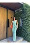 Women's Buttoned Vest Palazzo Trousers Square Collar Linen Set - 3