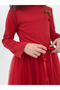 Girl's Dress with Rib Fabric Top and Bottom Lining Tulle Cherry - 2