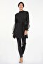 Chiffon Sleeve Detailed Stretch Fabric Full Covered Hijab Swimsuit Beta 4557 Black - 3