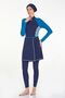 3 Different Ways to Wear Stretch Fabric Fully Covered Hijab Swimsuit Karmen 4534 Dark Navy Blue - 2