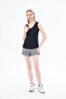 Women's Black Crinkle Blouse with Back Window - 4