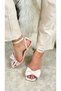 Beige Blunt Toe Bow and Ankle Strap Casual Evening Dress Shoes - 7065 - 3