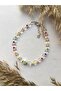 Colorful design glass anklet with pearl detail - 2