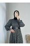 Balon Kol Silvery Chiffon Dress - 4