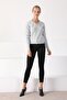 Women's Light Gray V-Neck Knitwear Sweater - 5