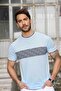 Men's Patterned Perforated Crew Neck 100% Cotton Knitwear T-Shirt - Blue Navy - 3