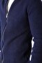 Men's Navy Blue Double Zippered Knitwear Cardigan - 5