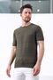 Khaki Crew Neck 100% Cotton Men's Knitwear T-shirt - 4