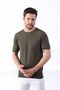Khaki Crew Neck 100% Cotton Men's Knitwear T-shirt - 2