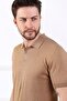 Camel Polo Collar Solid Color 100% Cotton Men's Knitwear T-Shirt - 4