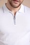 White Polo Collar Zippered 100% Cotton Men's Knitwear T-shirt - 2
