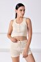 Women's Ecru Pocket Knitwear Shorts - 3