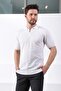 White Polo Collar Zippered 100% Cotton Men's Knitwear T-shirt - 4