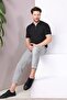 Black Polo Collar Zippered 100% Cotton Men's Knitwear T-shirt - 7
