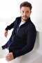 Men's Navy Blue Double Zippered Knitwear Cardigan