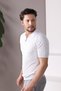 White Polo Collar Zippered 100% Cotton Men's Knitwear T-shirt - 5