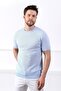 A.blue/white Eyelet Patterned Crew Neck 100% Cotton Men's Knitwear T-shirt - 4