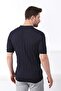 Navy Blue Polo Collar Zippered 100% Cotton Men's Knitwear T-shirt - 8