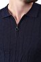 Navy Blue Polo Collar Zippered 100% Cotton Men's Knitwear T-shirt - 2