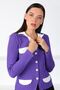 Women's Lilac Shirt Collar Knitwear Cardigan - 2