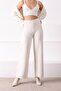 Ecru Wide Leg Cashmere Knitwear Trousers - 2