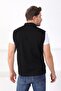 Black/anthracite Stand Collar 100% Cotton Men's Vest with Pockets - 4