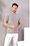 Camel/white Eyelet Patterned Bicycle Collar 100% Cotton Men's Knitwear T-shirt - 4