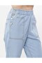 Women's Ice Blue Elastic Waist Button Detailed Mom Jean Jeans - 4