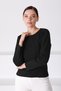 Women's Black Round Neck Italian Merino Wool Women's Knitwear Sweater - 3
